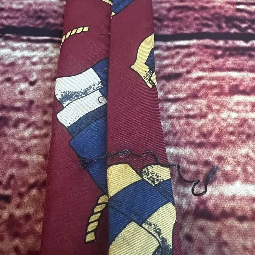 Lands End 100% Silk Skinny Tie 58x3.5 Nautical Maritime Flags Yacht Sailing Boat